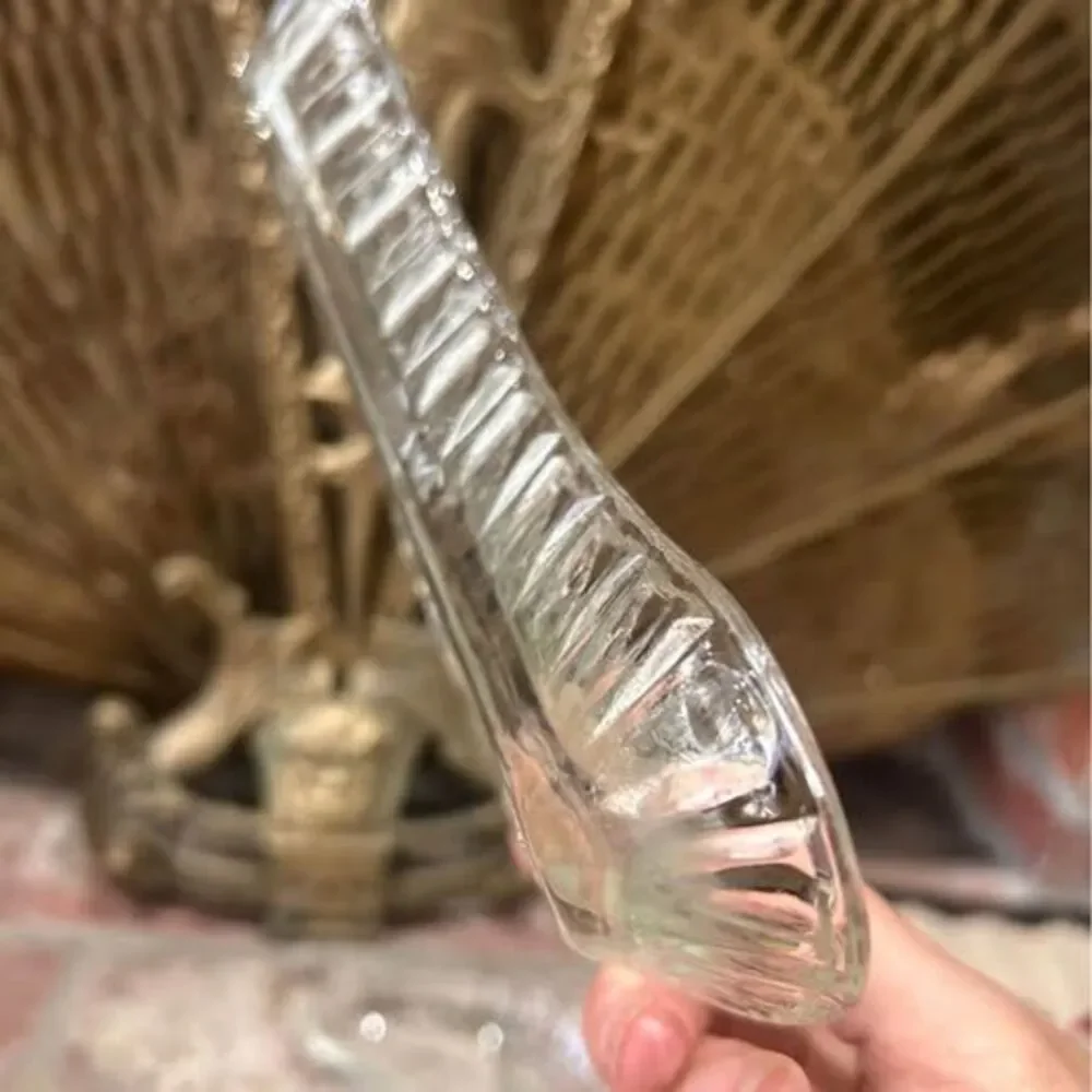 Set of 2 vintage Clear Glass Crescent moon Dishes